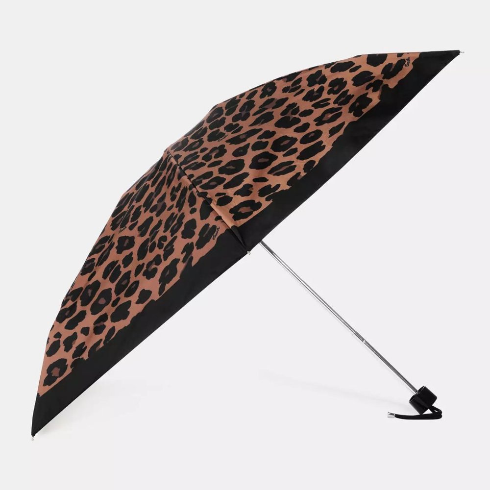 NWT 🥰 Coach Uv Protection Mini Umbrella In Leopard Print